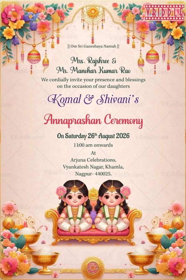 Create Annaprasan Invitation card Online Free, Baby First Rice Eating ...