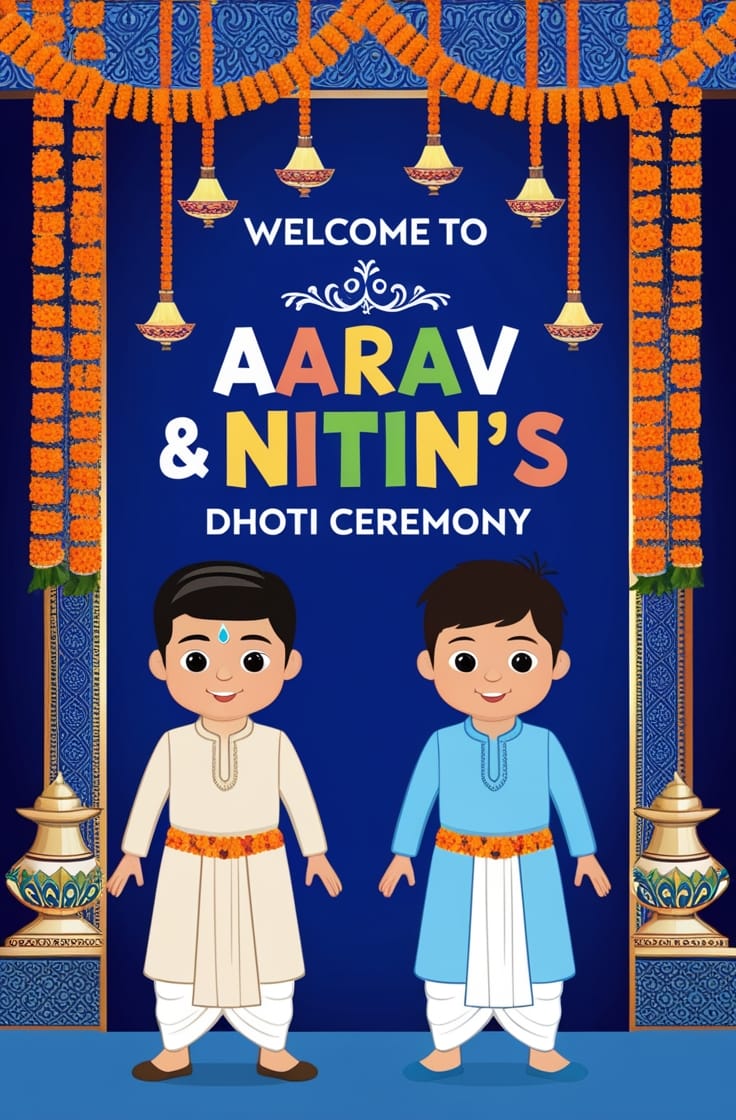 Vibrant Dhoti Ceremony Poster Personalized Festive Celebration Design