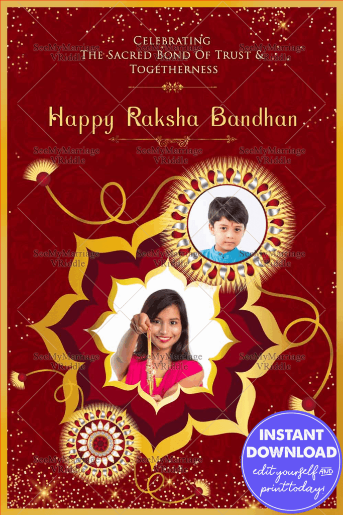 Celebrating the Timeless Bond of Love: Personalized Raksha Bandhan Greeting with Sister-Brother Add Photo Theme