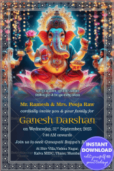 Divine Ganesh Darshan Invitation Card