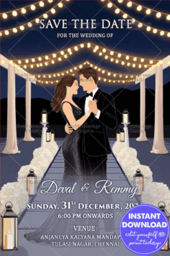 Elegant Evening Save the Date with Romantic Dance and Lanterns