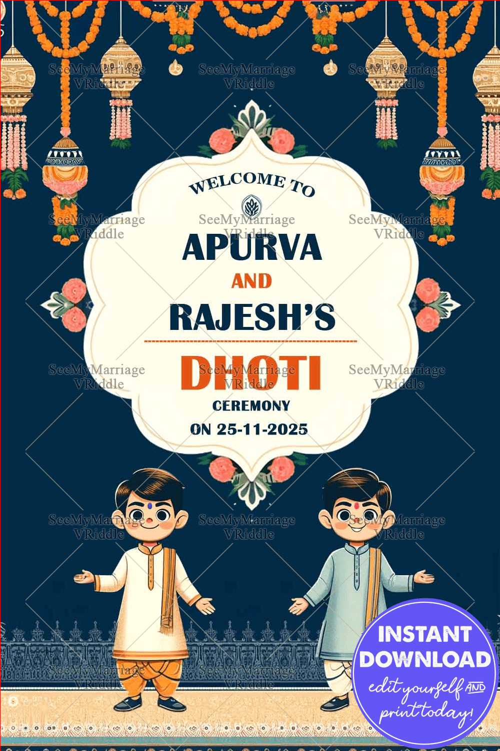 Festive Dhoti Ceremony Poster Personalized Traditional Event Design ...