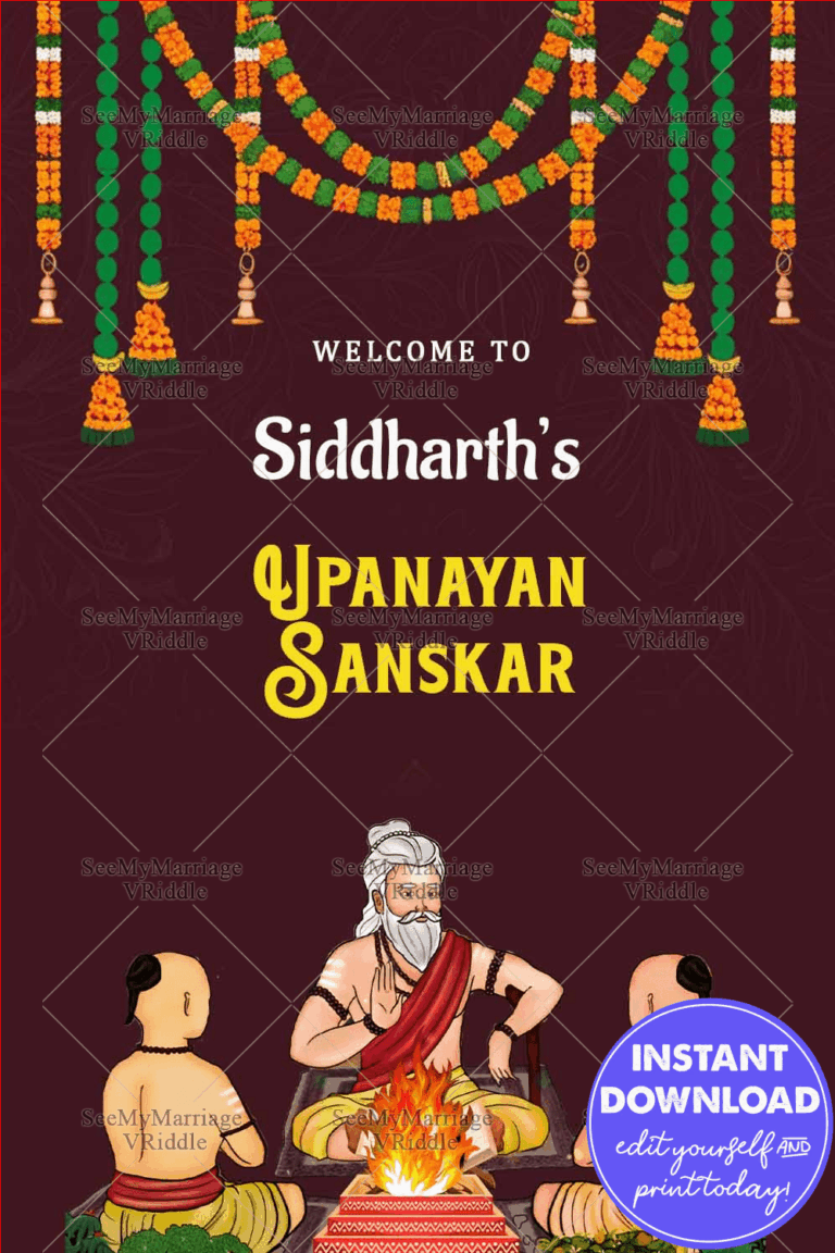 Maroon Upanayan Poster Personalized Sacred Ceremony Design