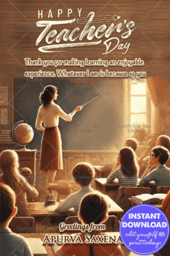 Nostalgic Classroom Setting on Teachers Day Greeting Card with Warm Wishes