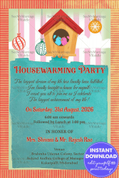 Playful Birdhouse Housewarming Party Invitation Card with Blue Theme