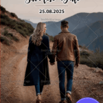 Scenic Romance Save the Date Announcement with Mountain Path