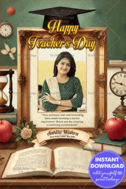 Teachers Day Greeting Card with Heartfelt Message and Add photo Background
