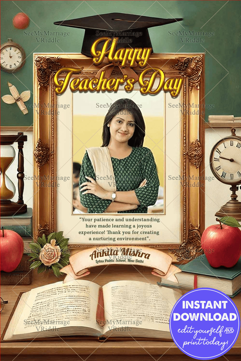 Teachers Day Greeting Card with Heartfelt Message and Add photo ...