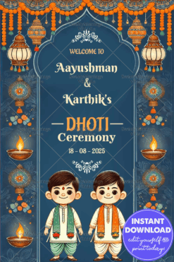Teal Dhoti Ceremony Poster Personalized Traditional Event Design