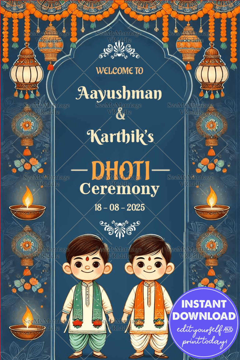 Teal Dhoti Ceremony Poster Personalized Traditional Event Design