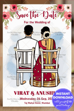 Traditional Elegance Indian Wedding Save the Date with Floral Accents