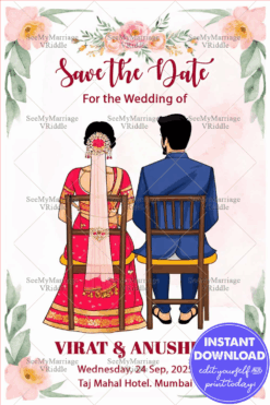 Traditional Indian Save the Date Card Elegant Cultural Wedding Design