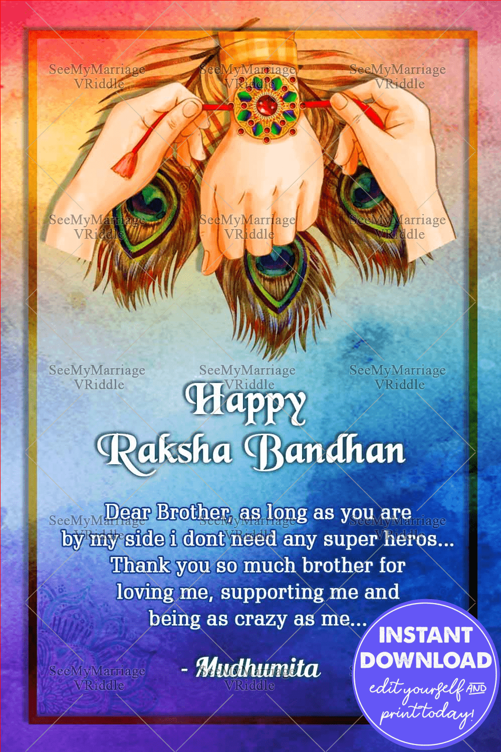 Vibrant Bond of Siblinghood – Rakshabandhan greetings – SeeMyMarriage, image size:1000x1500