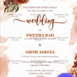 Boho Style Floral Theme Wedding Invitation Card with Watercolor Background