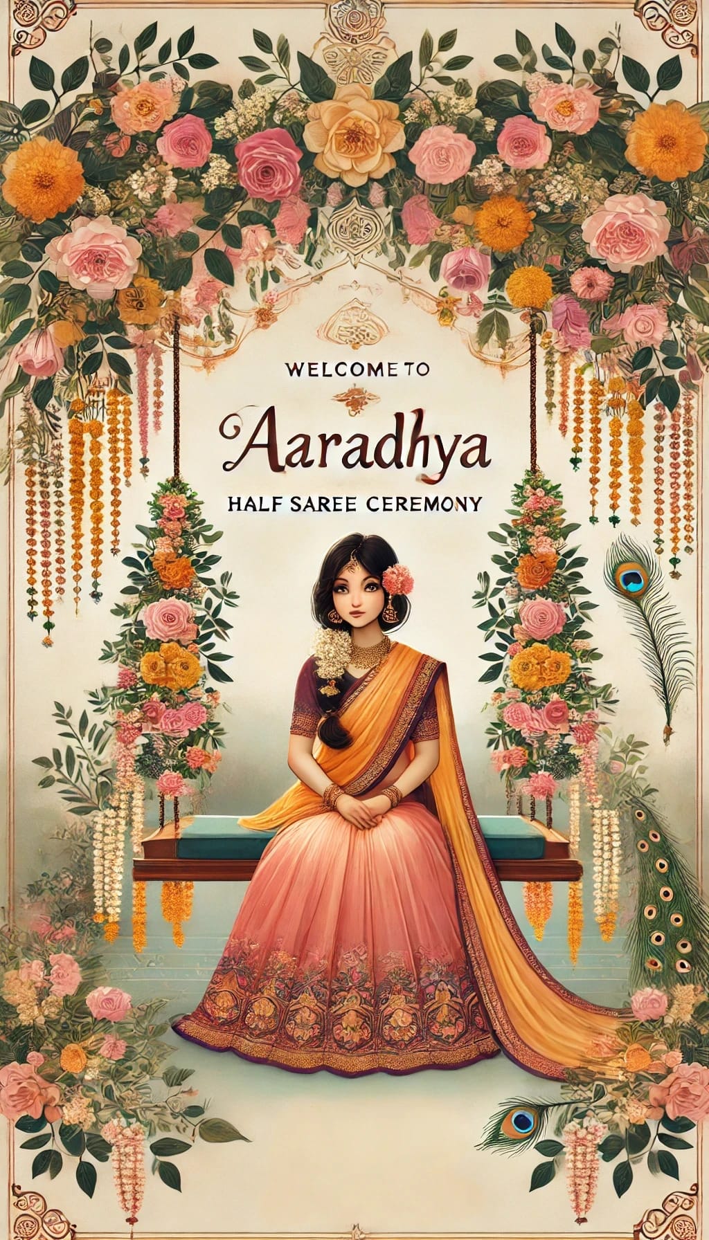 Floral Elegance Aaradhya's Half Saree Ceremony Poster