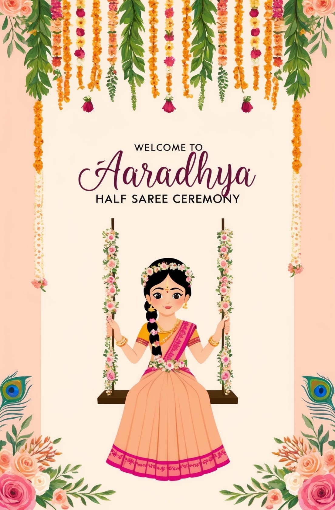 Floral Swing Aaradhya's Half Saree Ceremony Poster