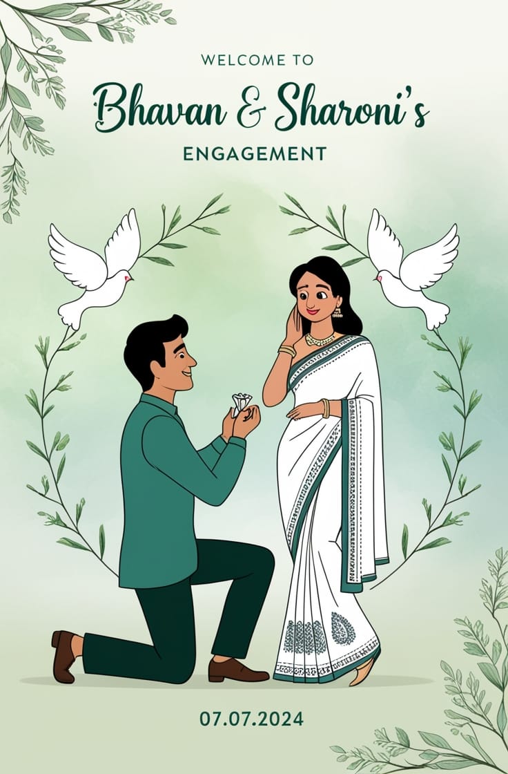 Romantic Proposal Bhavan & Sharoni's Engagement Poster