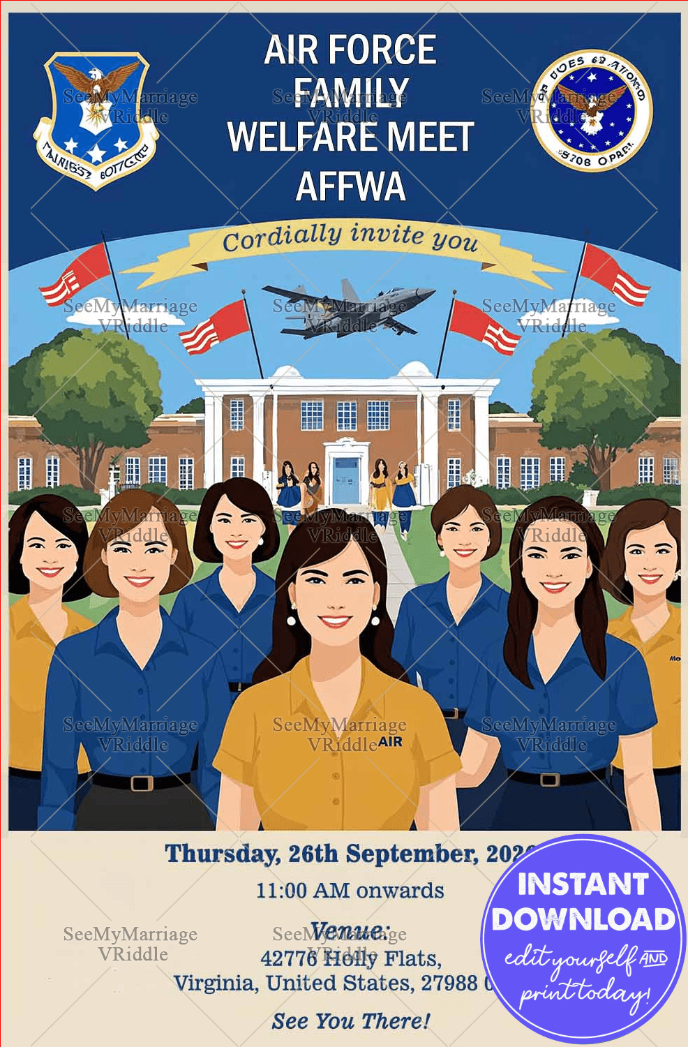 Air Force Women Family Welfare Meet Affwa Invitation Card