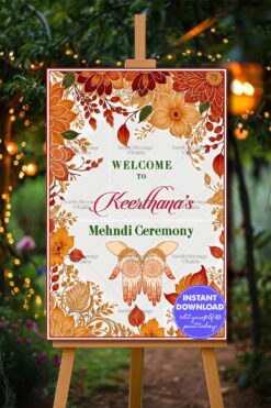 Autumn Blossom Mehndi Ceremony Welcome Poster