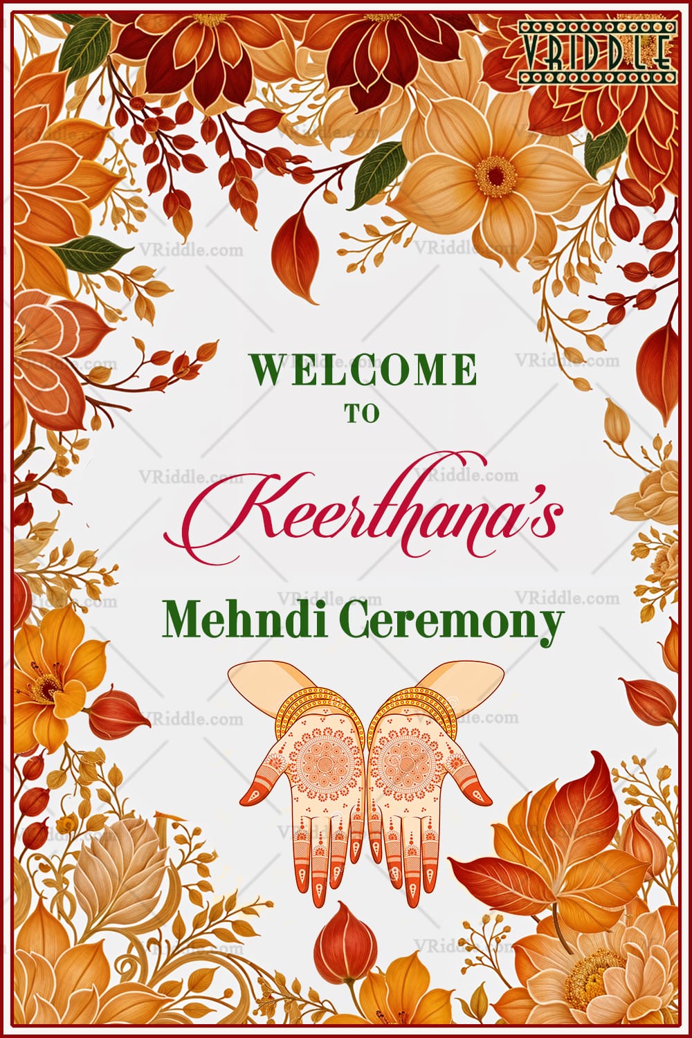 Autumn Blossom Mehndi Ceremony Welcome Poster