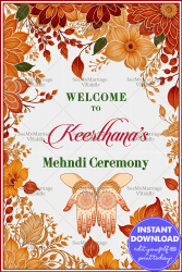 Autumn Blossom Mehndi Ceremony Welcome Poster