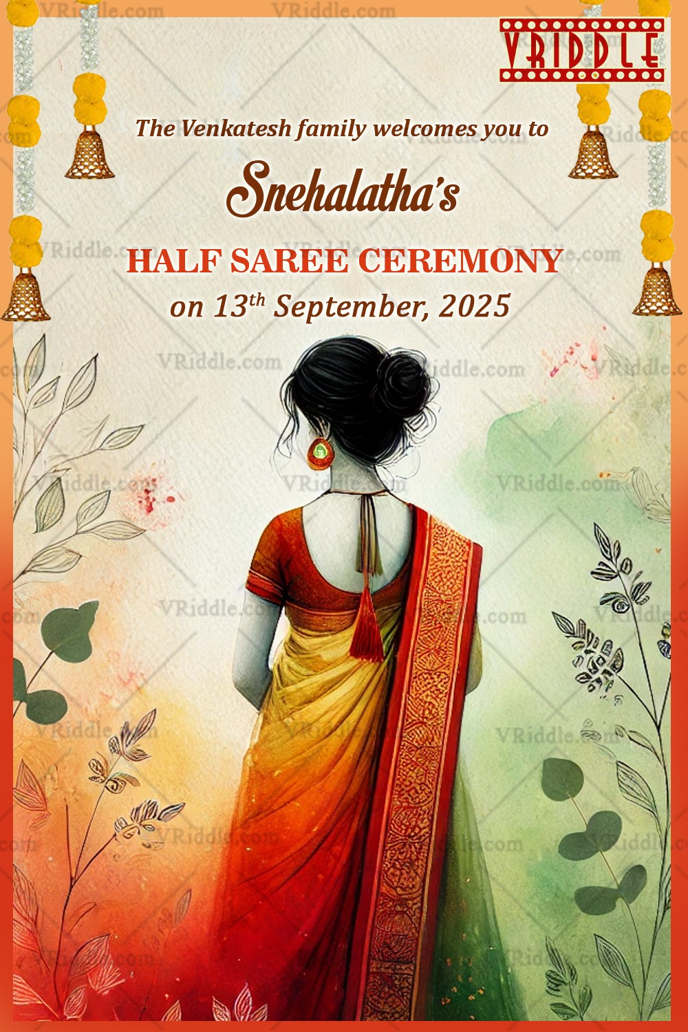 Backview Saree Beauty Half Saree Ceremony Welcome Poster
