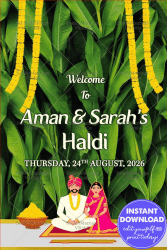 Banana Leaves Haldi Ceremony Poster