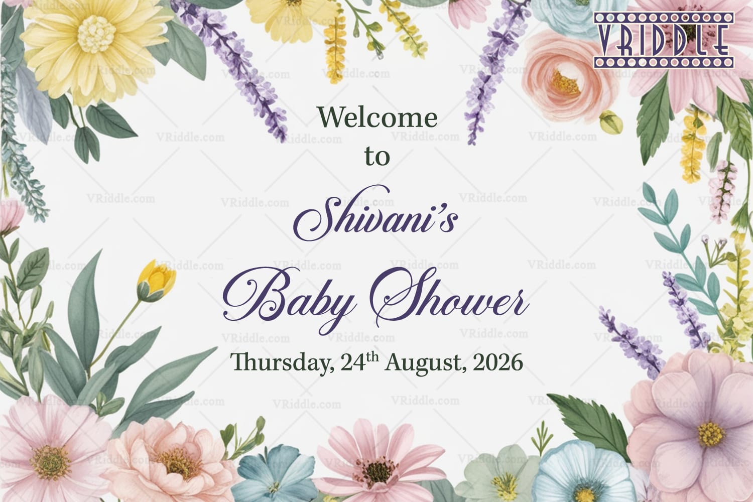 Botanical Bliss Theme Baby Shower Welcome Poster