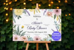 Botanical Bliss Theme Baby Shower Welcome Poster