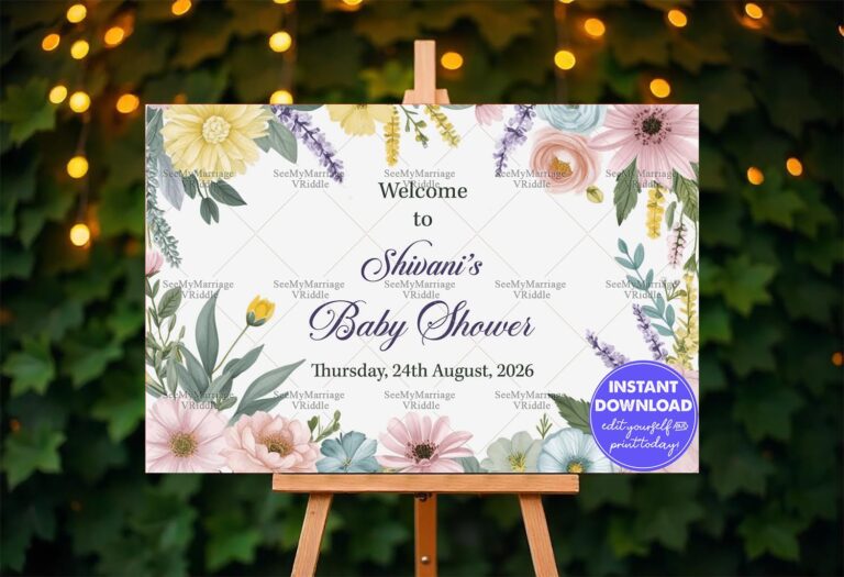 Botanical Bliss Theme Baby Shower Welcome Poster