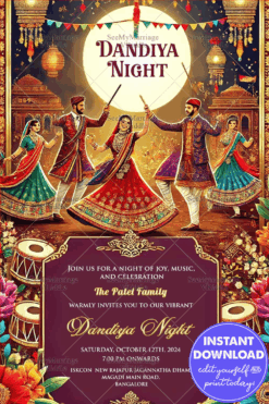 Colorful Dandyia Night Invitation Card with Floral Theme background