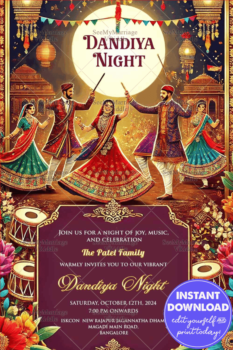 Colorful Dandyia Night Invitation Card with Floral Theme background