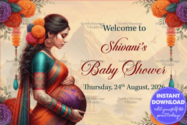 Colorful Saree Grace Baby Shower Welcome Poster