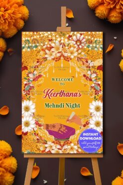 Crimson Bloom Mehndi Night Welcome Poster