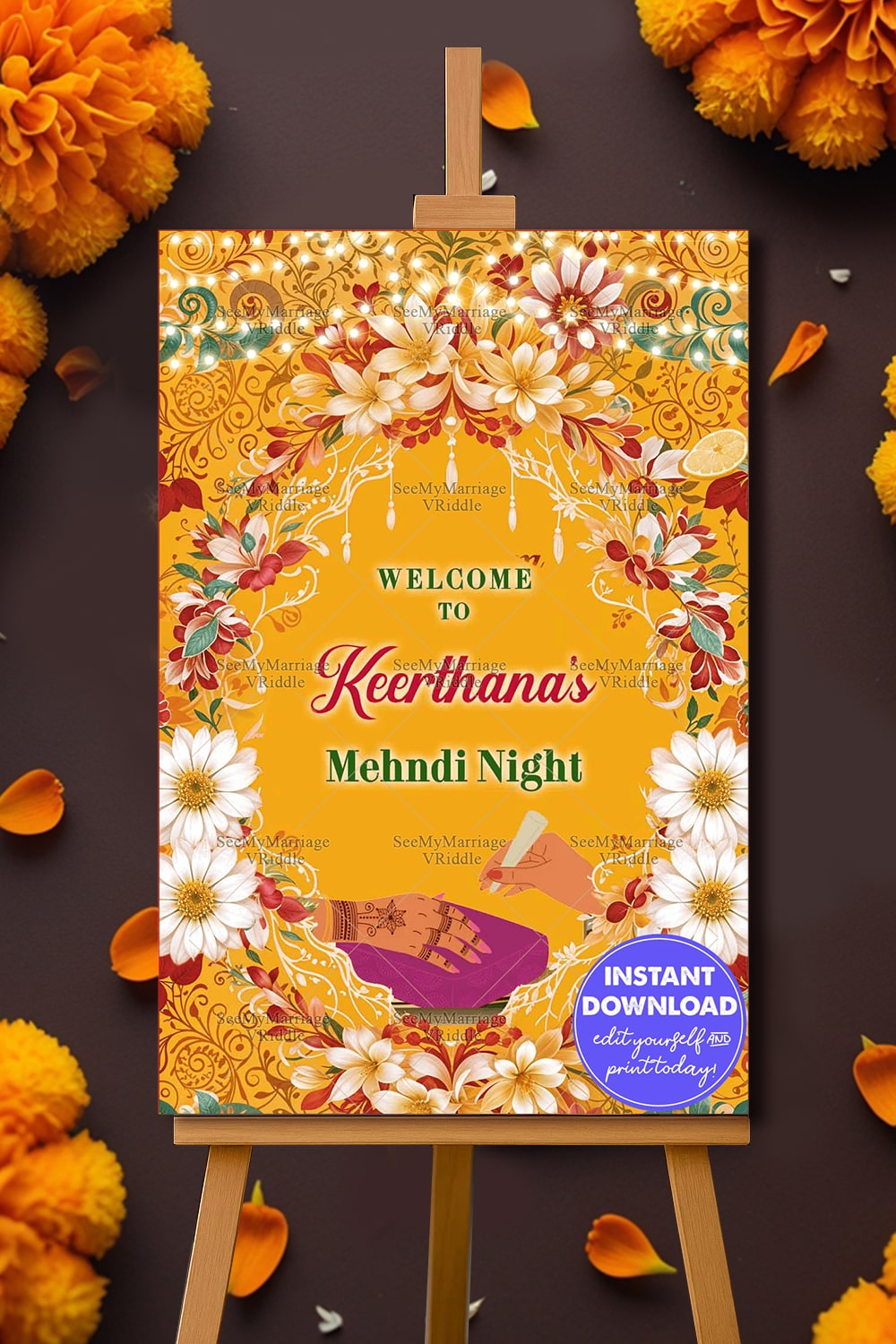 Crimson Bloom Mehndi Night Welcome Poster