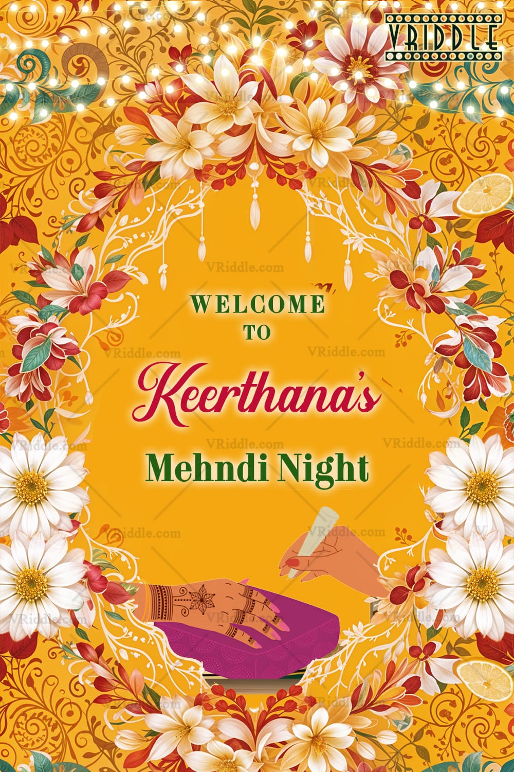 Crimson Bloom Mehndi Night Welcome Poster