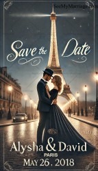 Paris Romance Eiffel Tower Save the Date Card