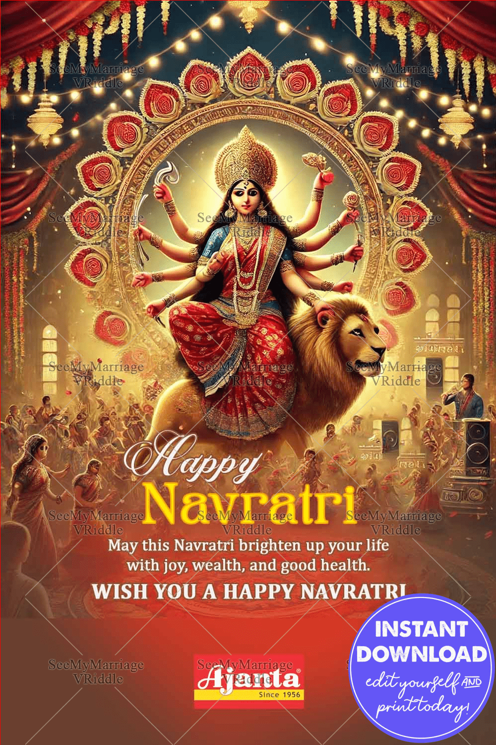 Divine Radiance Theme Navratri Festival Celebration Greeting Card