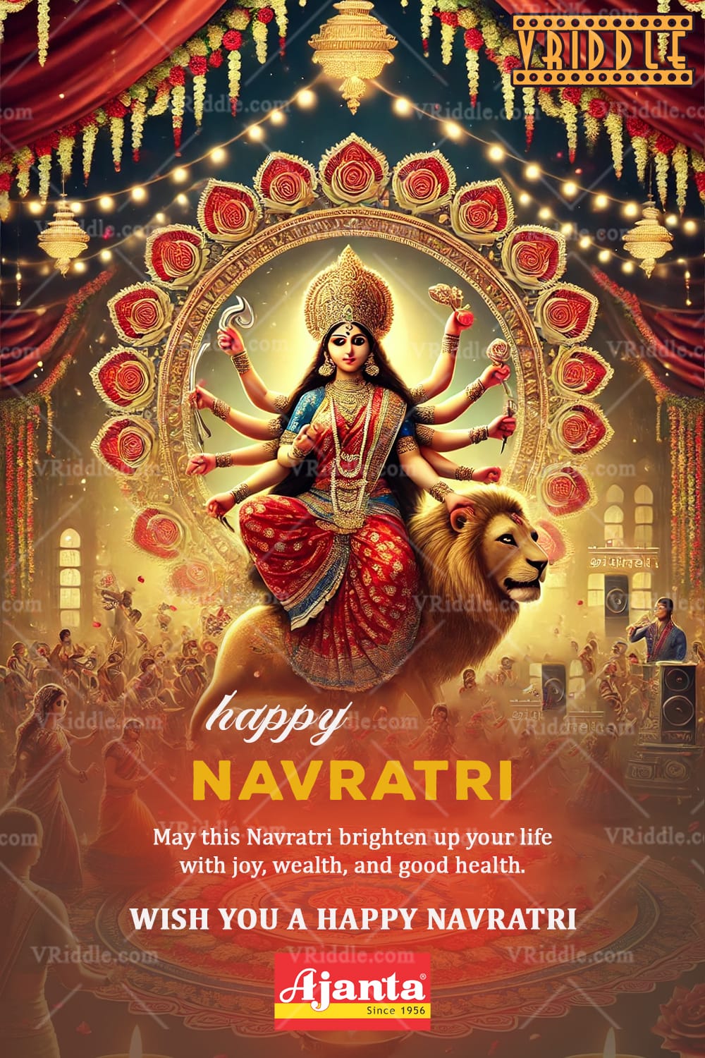 Divine Radiance Theme Navratri Festival Celebration Greeting Card