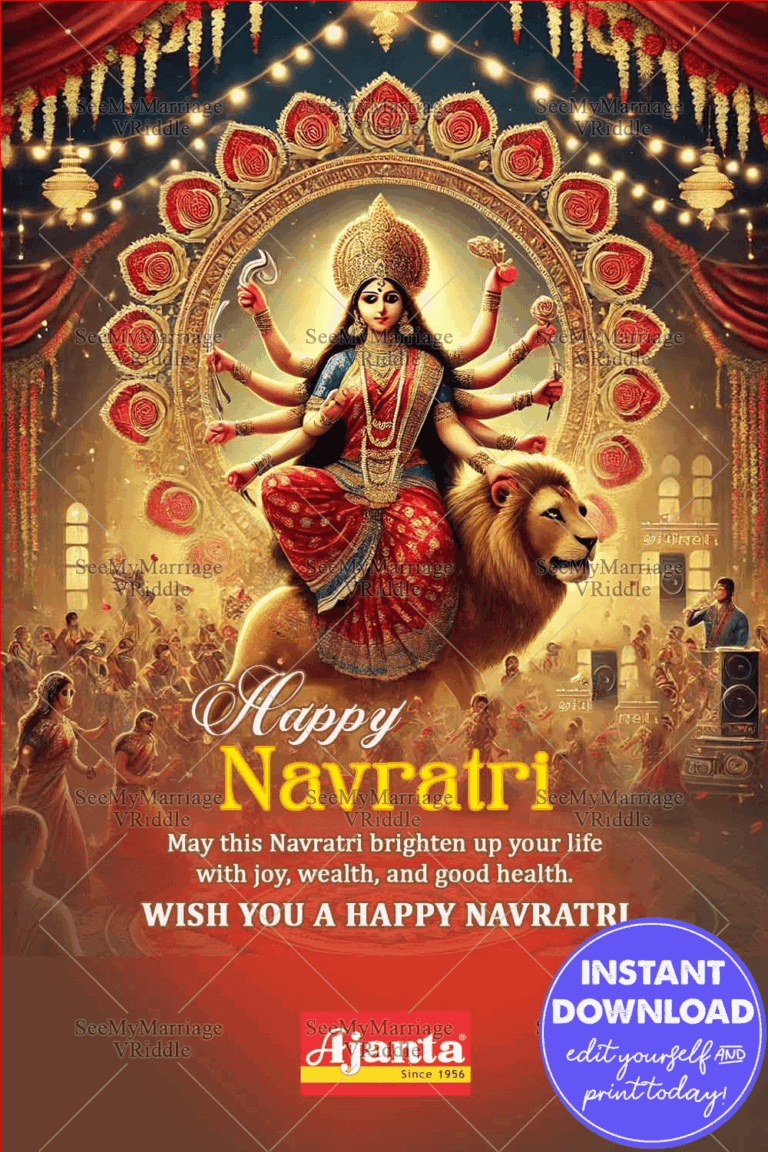 Divine Radiance Theme Navratri Festival Celebration Greeting Card