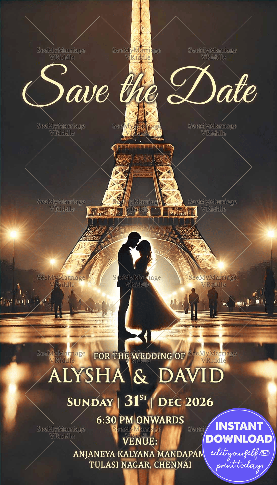 Eiffel Elegance Paris Save the Date Card