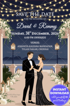 Elegant Couple Waterfront Engagement Invitation Card