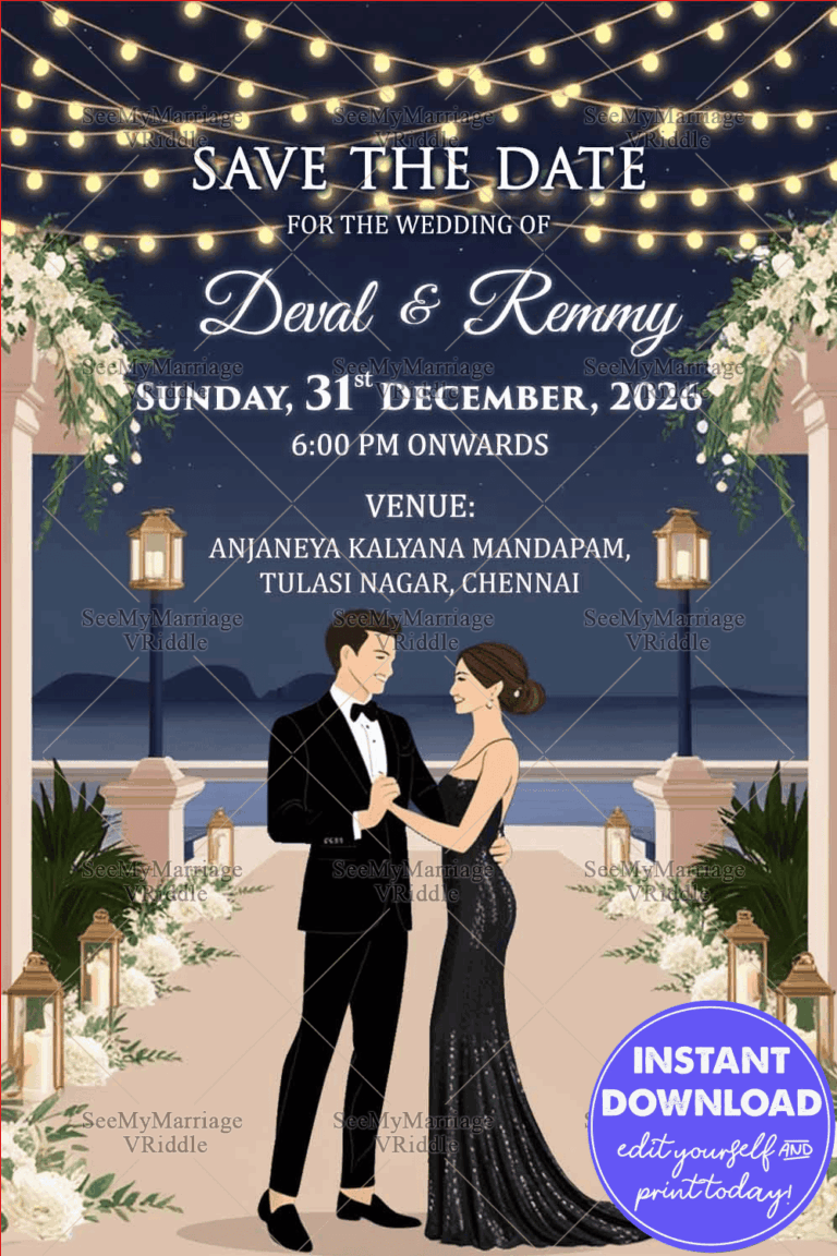 Elegant Couple Waterfront Engagement Invitation Card
