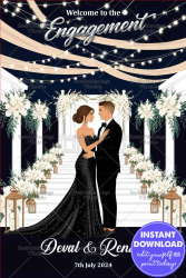 Elegant Staircase Engagement Deval & Renny Celebration Poster