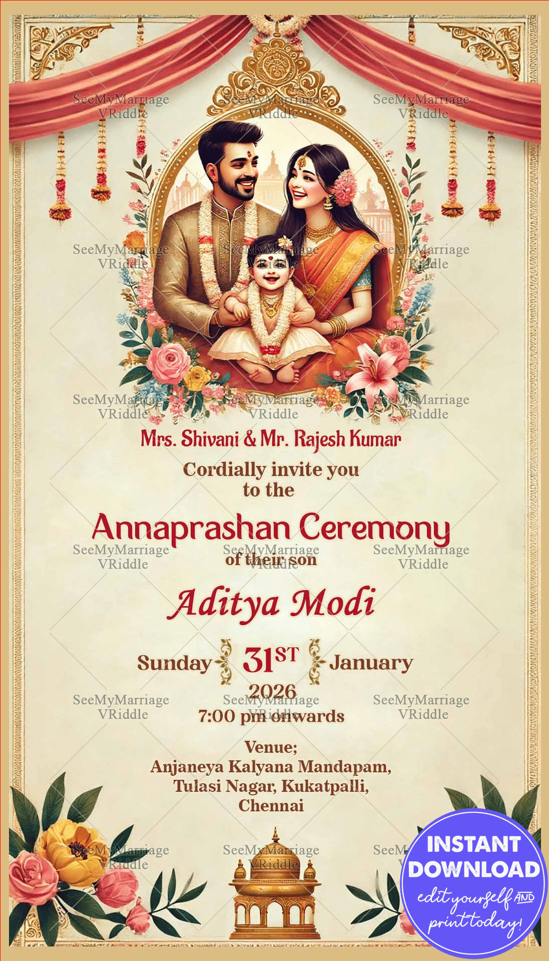 Family Annaprashan Ceremony Invitation Card