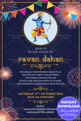 Festival Flares Theme Dussehra Celebration Invitation Card