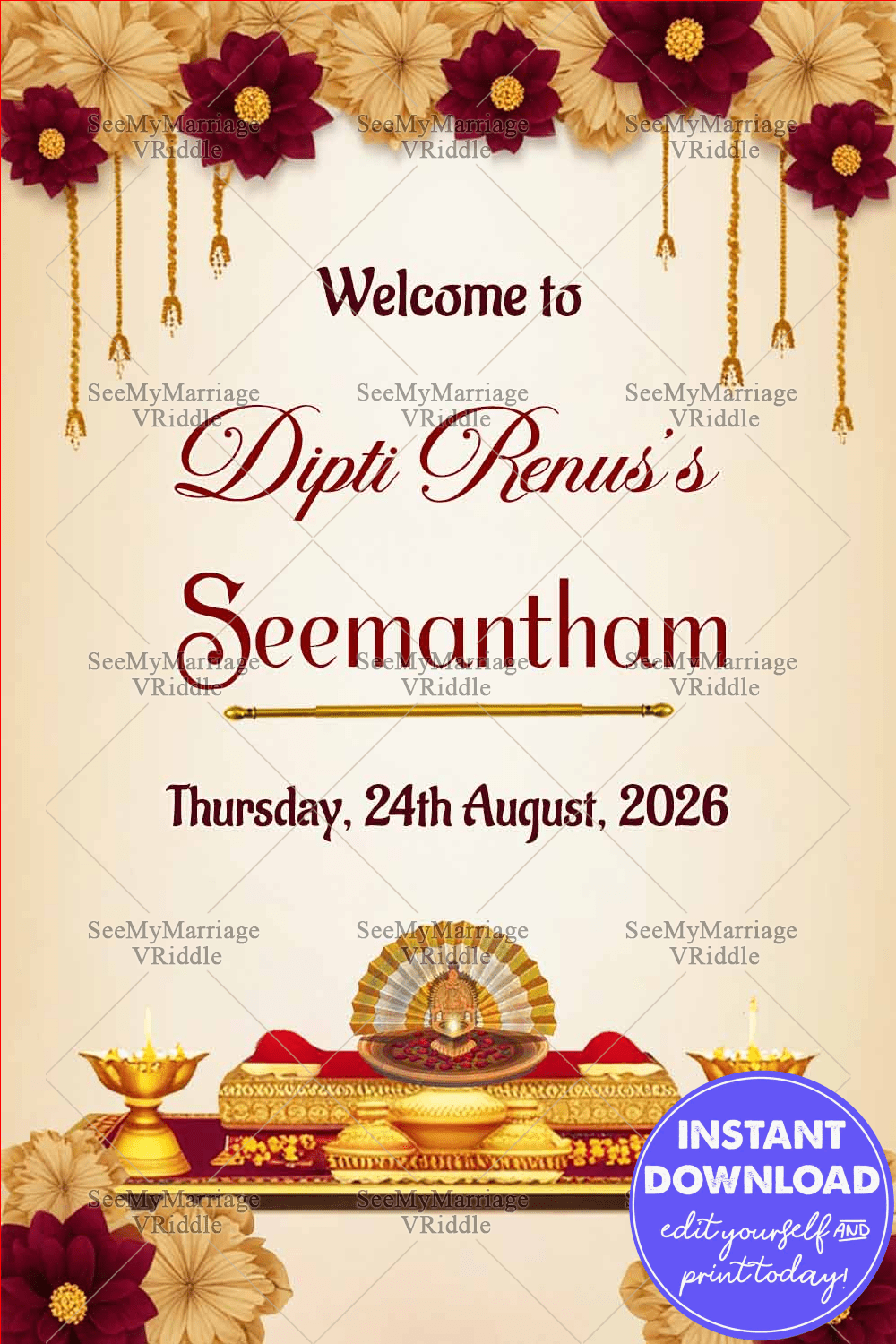 Festive Theme Seemantham Welcome Poster