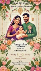 Floral Annaprashan Invitation Traditional Family Celebration Design