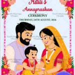 Floral Family Annaprashan Invitation Card
