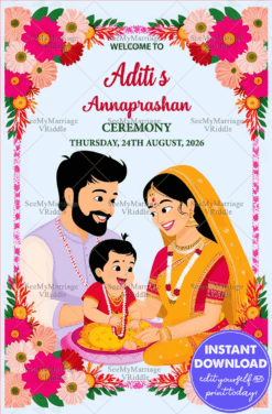 Floral Family Annaprashan Invitation Card